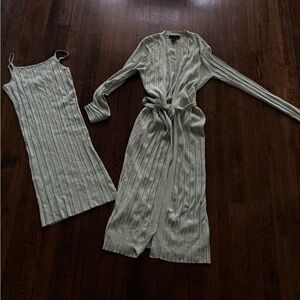 House of Harlow Ribbed Knit Dress and Cardigan Set